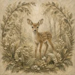 Sage & Sand Fawn Woodland Nursery Wall Art Canvas Print