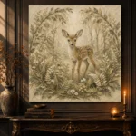 Sage & Sand Fawn Woodland Nursery Wall Art Canvas Print - Image 2