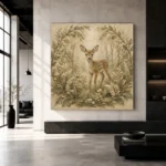 Sage & Sand Fawn Woodland Nursery Wall Art Canvas Print - Image 3