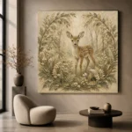 Sage & Sand Fawn Woodland Nursery Wall Art Canvas Print - Image 5