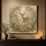 Sage & Sand Fawn Woodland Nursery Wall Art Canvas Print - Image 6
