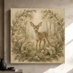 Sage & Sand Fawn Woodland Nursery Wall Art Canvas Print - Image 9
