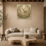 Sage & Sand Fawn Woodland Nursery Wall Art Canvas Print presented in a sophisticated home setting