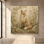 Beige and sage tranquil Woodland Nursery Wall Art print for elegant interiors. No text or watermarks in design.