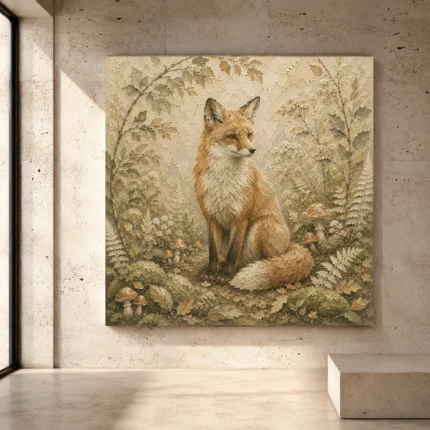 Beige and sage tranquil Woodland Nursery Wall Art print for elegant interiors. No text or watermarks in design.
