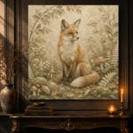 Beige & Sage Fox Woodland Nursery Wall Art Canvas Print - Image 2