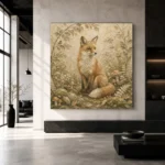 Beige & Sage Fox Woodland Nursery Wall Art Canvas Print - Image 3