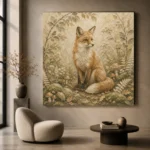 Beige & Sage Fox Woodland Nursery Wall Art Canvas Print - Image 5