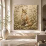 Beige & Sage Fox Woodland Nursery Wall Art Canvas Print - Image 8