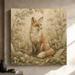 Beige & Sage Fox Woodland Nursery Wall Art Canvas Print - Image 9