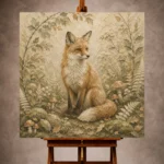 Beige & Sage Fox Woodland Nursery Wall Art Canvas Print - Image 10