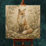 Ivory & Sage Bear Cub Woodland Nursery Wall Art Canvas Print - Image 11
