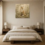 Ivory & Sage Bear Cub Woodland Nursery Wall Art Canvas Print showcased in an elegant minimalist interior