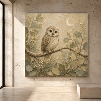 Beige and sage gentle Woodland Nursery Wall Art print for elegant interiors. No text or watermarks in design.