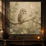 Beige & Sage Owl Woodland Nursery Wall Art Canvas Print - Image 2