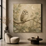 Beige & Sage Owl Woodland Nursery Wall Art Canvas Print - Image 5
