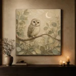 Beige & Sage Owl Woodland Nursery Wall Art Canvas Print - Image 6