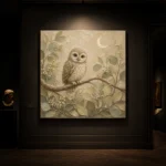 Beige & Sage Owl Woodland Nursery Wall Art Canvas Print - Image 7