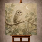 Beige & Sage Owl Woodland Nursery Wall Art Canvas Print - Image 10