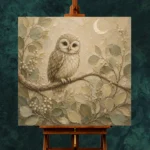 Beige & Sage Owl Woodland Nursery Wall Art Canvas Print - Image 11