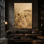 Warm Sand Lion Cub Safari Kids Wall Art Canvas Print - Image 5