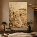 Warm Sand Lion Cub Safari Kids Wall Art Canvas Print - Image 7