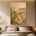 Warm Sand Lion Cub Safari Kids Wall Art Canvas Print - Image 8