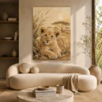 Warm Sand Lion Cub Safari Kids Wall Art Canvas Print - Image 9
