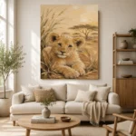 Warm Sand Lion Cub Safari Kids Wall Art Canvas Print - Image 10