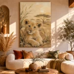 Warm Sand Lion Cub Safari Kids Wall Art Canvas Print - Image 11