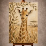 Sand, ochre, and serene Safari Kids Wall Art print for elegant interiors. No text or watermarks in design.