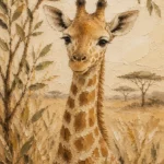 Sand & Olive Giraffe Safari Kids Wall Art Canvas Print