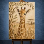 Sand & Olive Giraffe Safari Kids Wall Art Canvas Print - Image 2