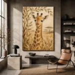 Sand & Olive Giraffe Safari Kids Wall Art Canvas Print - Image 3