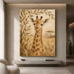 Sand & Olive Giraffe Safari Kids Wall Art Canvas Print - Image 4