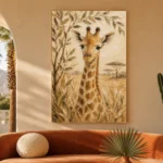 Sand & Olive Giraffe Safari Kids Wall Art Canvas Print - Image 6