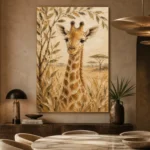 Sand & Olive Giraffe Safari Kids Wall Art Canvas Print - Image 7