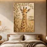 Sand & Olive Giraffe Safari Kids Wall Art Canvas Print - Image 8