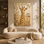 Sand & Olive Giraffe Safari Kids Wall Art Canvas Print - Image 9