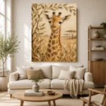 Sand & Olive Giraffe Safari Kids Wall Art Canvas Print - Image 10