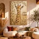 Sand & Olive Giraffe Safari Kids Wall Art Canvas Print - Image 11
