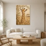 Sand & Olive Giraffe Safari Kids Wall Art Canvas Print styled in a refined neutral interior