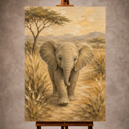 Sand, olive gray, and peaceful Safari Kids Wall Art print for elegant interiors. No text or watermarks in design.
