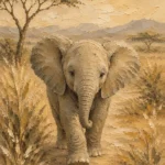 Sand & Olive Elephant Safari Kids Wall Art Canvas Print