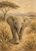 Sand & Olive Elephant Safari Kids Wall Art Canvas Print