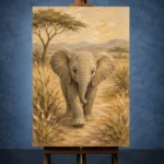 Sand & Olive Elephant Safari Kids Wall Art Canvas Print - Image 2