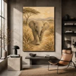 Sand & Olive Elephant Safari Kids Wall Art Canvas Print - Image 3