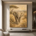 Sand & Olive Elephant Safari Kids Wall Art Canvas Print - Image 4