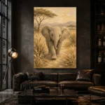 Sand & Olive Elephant Safari Kids Wall Art Canvas Print - Image 5