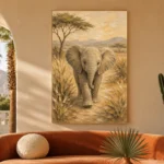 Sand & Olive Elephant Safari Kids Wall Art Canvas Print - Image 6